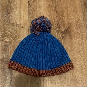 LL Bean Orange and Blue Pom-Pom Beanie 12-24 Months